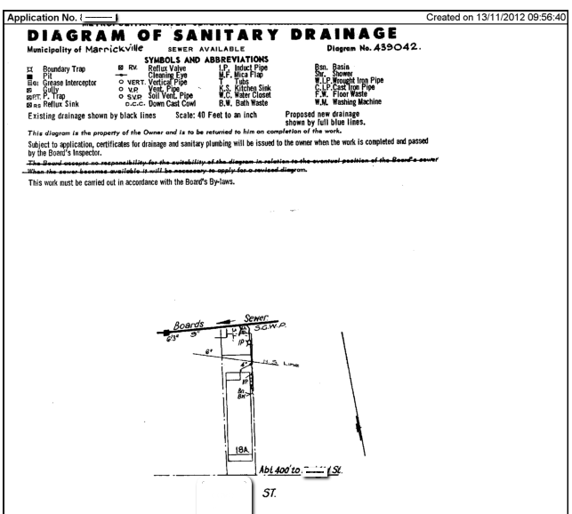 Example of a Sydney Water drainage diagram to locate key structures